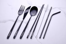 Load image into Gallery viewer, Not so Basic Black Travel Cutlery Set