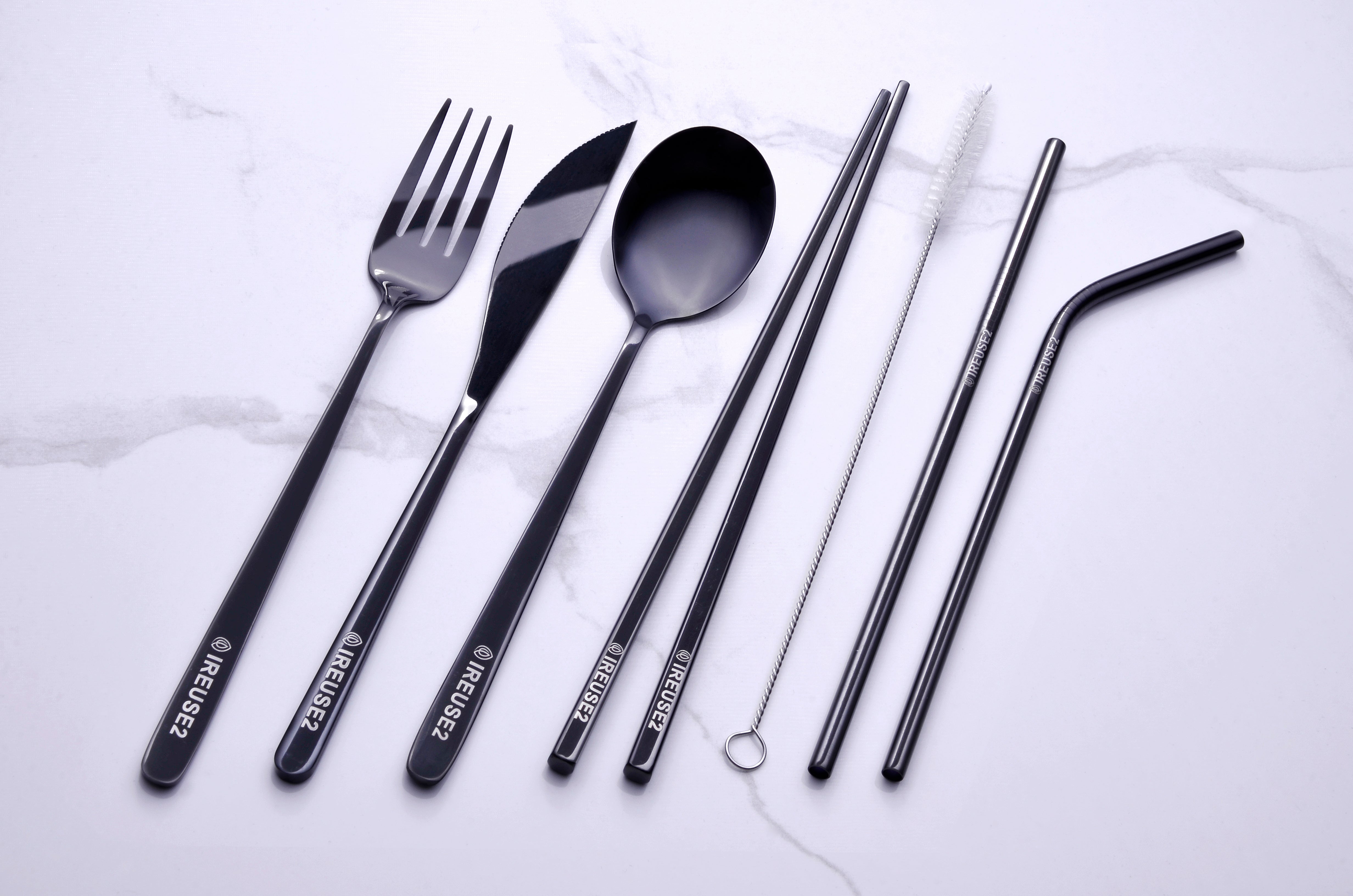 Not so Basic Black Travel Cutlery Set – IREUSE2