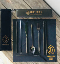 Load image into Gallery viewer, Not so Basic Black Travel Cutlery Set