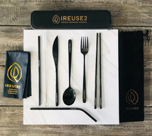 Load image into Gallery viewer, Not so Basic Black Travel Cutlery Set