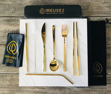 Load image into Gallery viewer, Gorgeous Gold Travel Cutlery Set