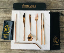 Load image into Gallery viewer, Cool Copper Travel Cutlery Set
